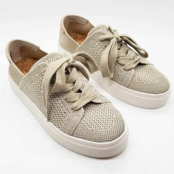 Lucky Brand Talena Knit Platform Sneakers Shimmer Natural Size 7.5 Stretch $79 - Picture 2 of 16